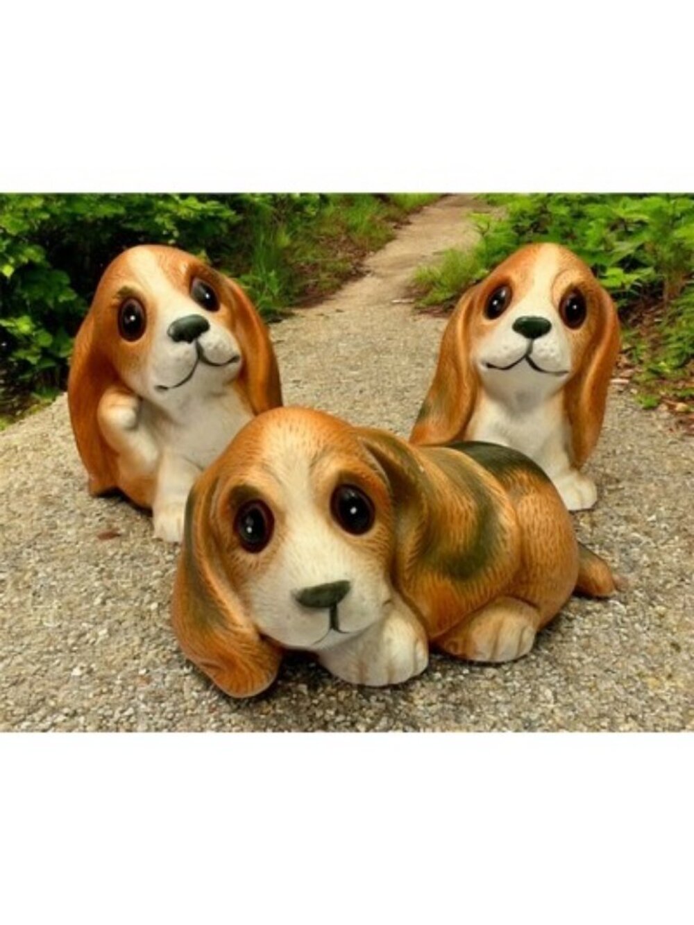 Vintage Basset Hound Puppy Dog Figurines 1407 Ceramic Beagle HOMCO Set of 3
